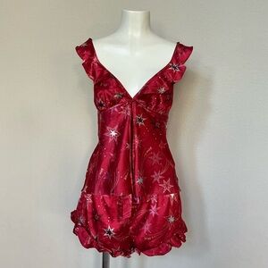 Victoria's Secret Red Star-Print Satin Chemise